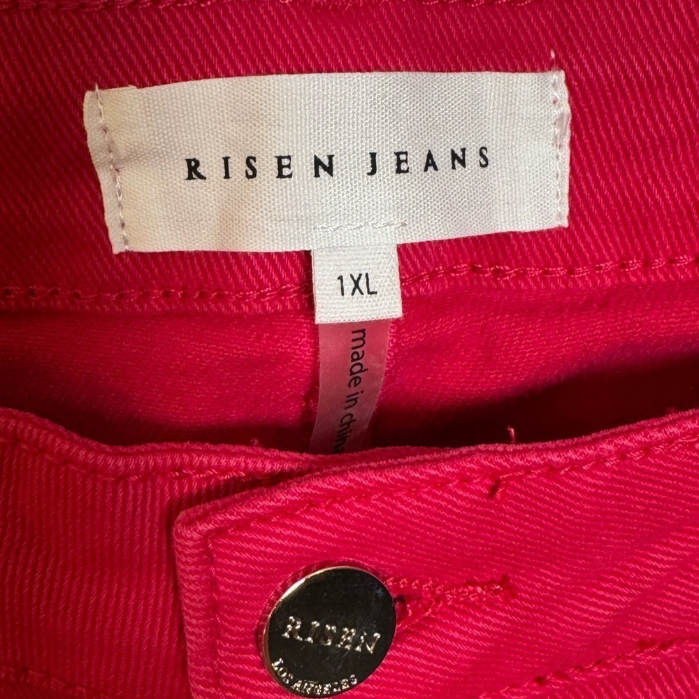 Risen Hot Pink Flare Cargo Jeans 1XL NWT Wide Leg Stretch - Picture 4 of 9